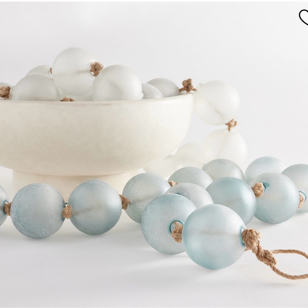 Pottery Barn handcrafted Frosted Glass Bead Garland